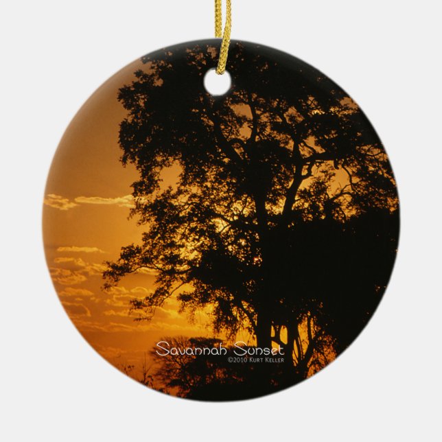 Savannah Sunset Ceramic Tree Decoration (Front)