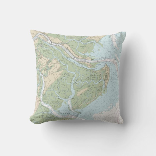 Savannah-Tybee Island Nautical Chart Pillow (Front)