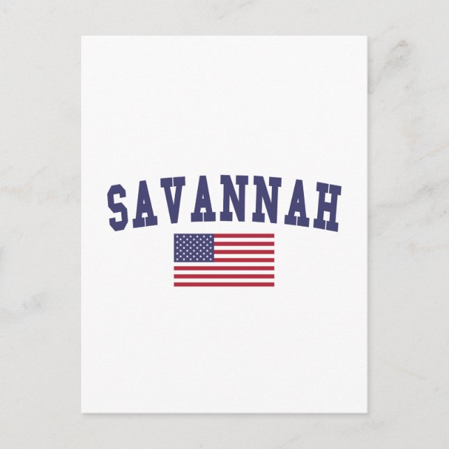 Savannah US Flag Postcard (Front)
