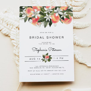 Savannah - Watercolor Peach Floral Bridal Shower Invitation