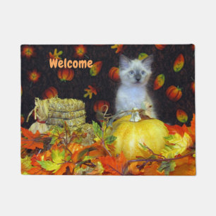 Savannah's Fall Doormat - Cute Cat Pic for Autumn