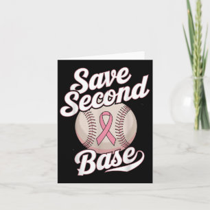 Save 2nd Base Baseball Player Breast Cancer Awaren Card