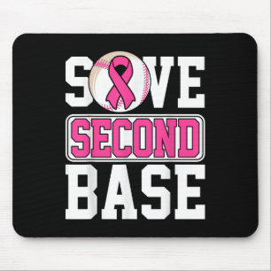 Save 2nd Base Baseball Player Breast Cancer Awaren Mouse Mat