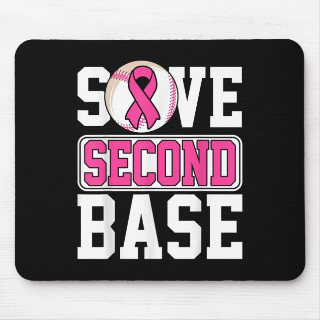 Save 2nd Base Baseball Player Breast Cancer Awaren Mouse Mat (Front)