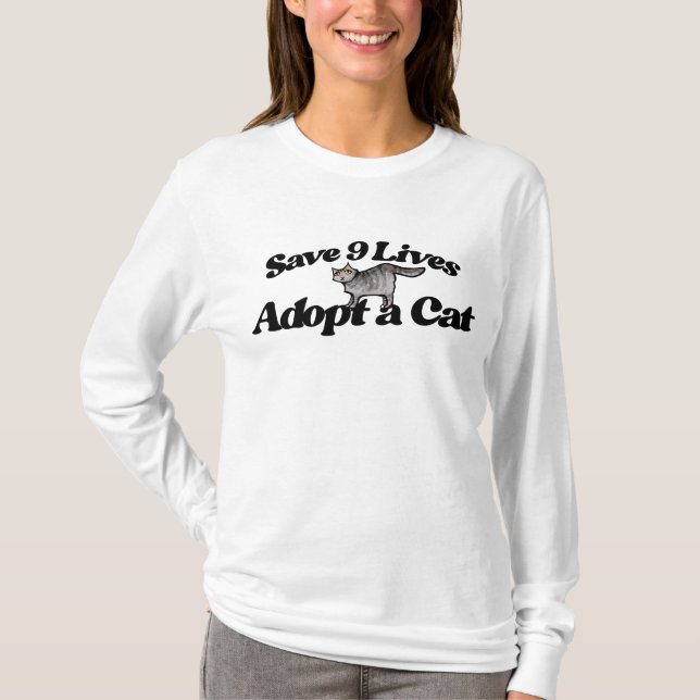 Save 9 Lives Adopt a Cat T-Shirt (Front)