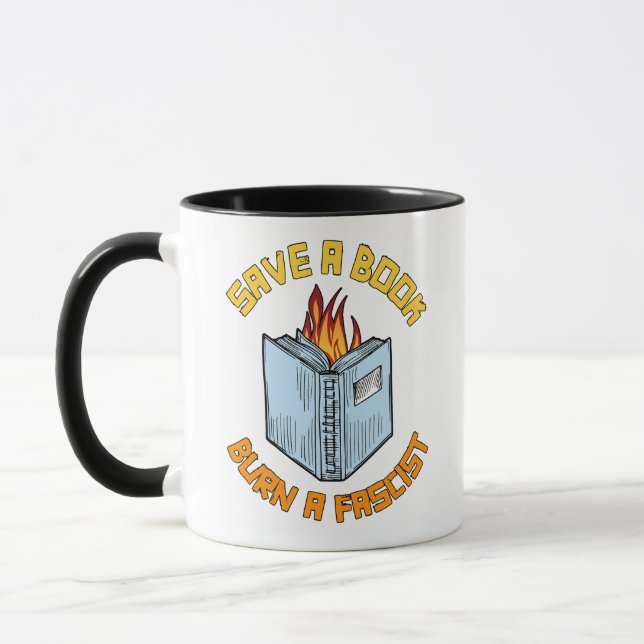Save a Book Burn a Fascist Mug (Left)