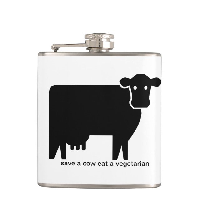 save a cow, eat a vegetarian hip flask (Front)