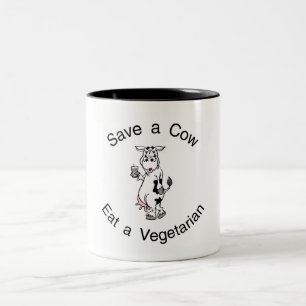 Save a Cow Eat A Vegetarian Two-Tone Coffee Mug