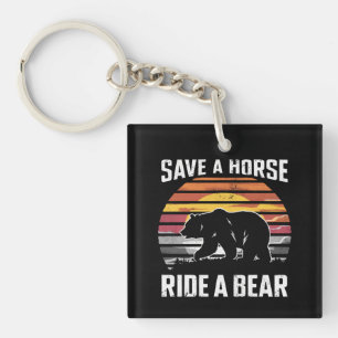 Save A Horse Ride A Bear Gay Pride Bear Community Key Ring