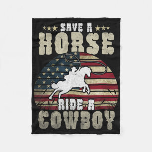 Save A Horse Ride A Cowboy Funny Horse Riding Men' Fleece Blanket