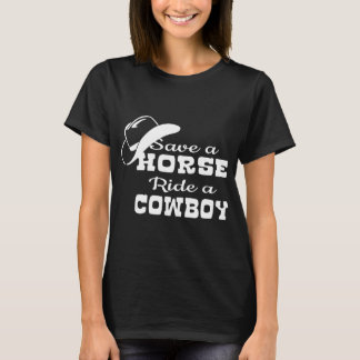 SAVE A HORSE RIDE A COWBOY Ladies Women_s Fitted F T-Shirt