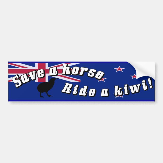 Save a Horse Ride a Kiwi Bumper Sticker NZ (Front)