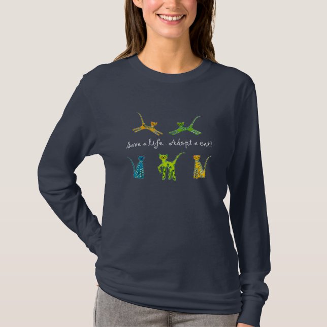 Save a Life.  Adopt a Cat! T-Shirt (Front)