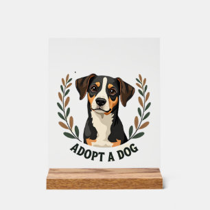 Save A Life Adopt a Dog Vintage Rescue Dog Illustr Acrylic Sign