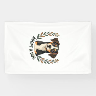 Save A Life Adopt a Dog Vintage Rescue Dog Illustr Banner