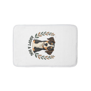 Save A Life Adopt a Dog Vintage Rescue Dog Illustr Bath Mat
