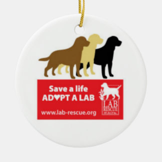 Save A Life Adopt A Lab Ceramic Round Ornament