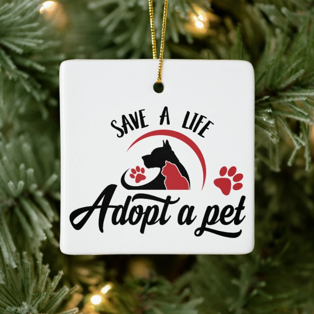 Save a Life Adopt a Pet  Ceramic Ornament (Tree)