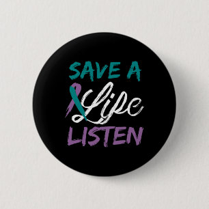 Save A Life Listen Ribbon Suicide Awareness Counse 6 Cm Round Badge