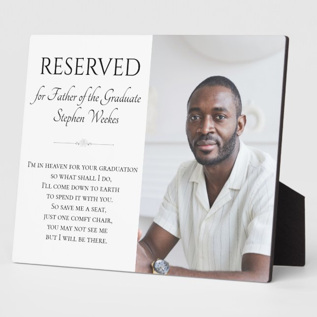 Save A Seat Father of Graduate Graduation Memorial Plaque (Side)