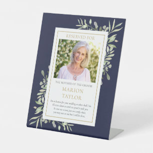 Save A Seat Mother Of Groom Photo Greenery Wedding Pedestal Sign