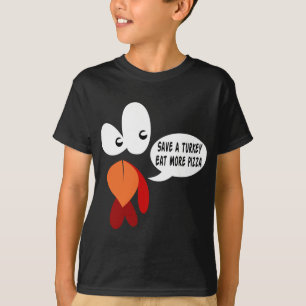 Save A Turkey Eat More Pizza Funny Turkey Face Tha T-Shirt