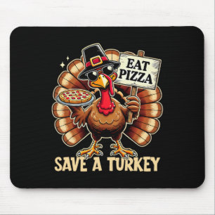 Save A Turkey Eat Pizza Funny Happy Thanksgiving F Mouse Mat
