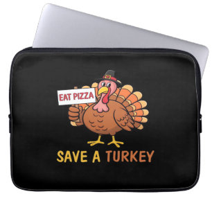 Save A Turkey Eat Pizza Funny Thanksgiving Classic Laptop Sleeve