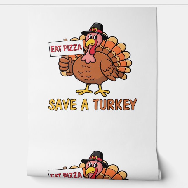 Save A Turkey Eat Pizza Funny Thanksgiving Oversiz Wallpaper (Unrolling)