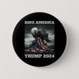 Save America Sad Eagle American Flag Never Surrend 6 Cm Round Badge