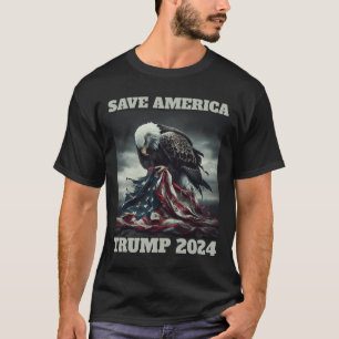 Save America Sad Eagle American Flag Never Surrend T-Shirt