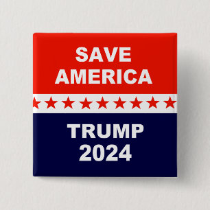 Save America Trump 2024 15 Cm Square Badge