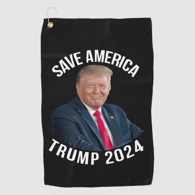 Save America Trump 2024 President Donald J. Trump Golf Towel (Front)