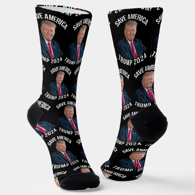 Save America Trump 2024 President Donald J. Trump Socks (Angled)