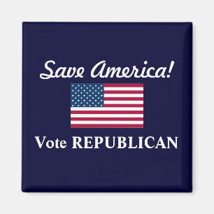 Save America!/Vote REPUBLICAN+U.S. Flag Magnet