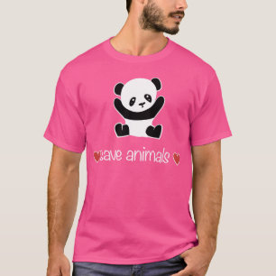 save animals bear panda animal ware hearts gift T-Shirt