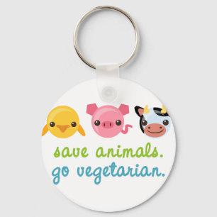 Save Animals Go Vegetarian Key Ring