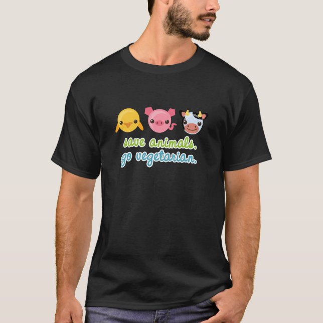 Save Animals Go Vegetarian T-Shirt (Front)