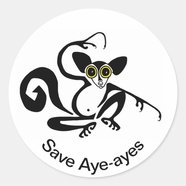  Save AYE-AYES  Wildlife warrior - Nature - Classic Round Sticker (Front)