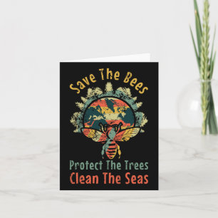 Save Bees Clean Sea Save Nature Oceans Day Vintage Card