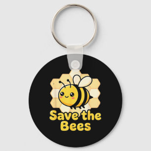 Save Bees Cute Bee Honeycomb Environmental Earth Key Ring