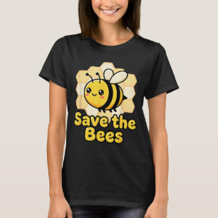 Save Bees Cute Bee Honeycomb Environmental Earth T-Shirt