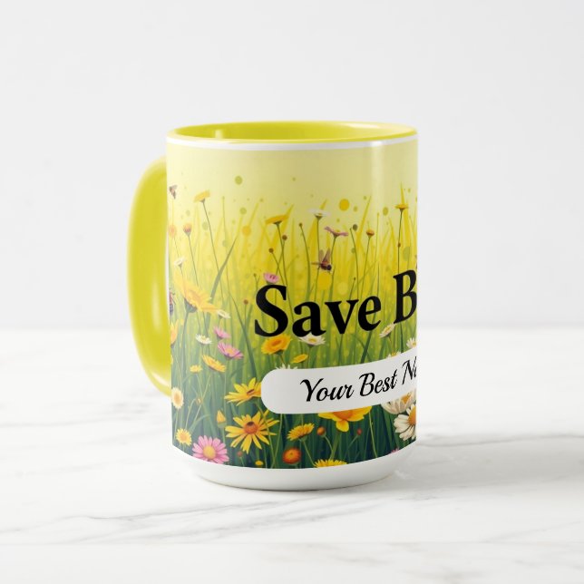 Save Bees Dot Mug Custom (Front Left)