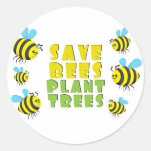 Save Bees Plant Trees Classic Round Sticker
