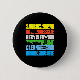 Save Bees Rescue Animals Clean Seas Earth Day 6 Cm Round Badge