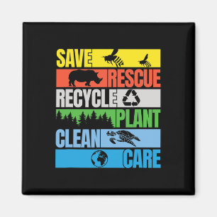 Save Bees Rescue Animals Clean Seas Earth Day Magnet