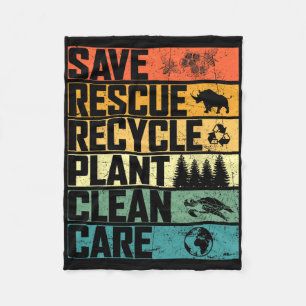 Save Bees Rescue Animals Plant Trees Clean Seas Ca Fleece Blanket