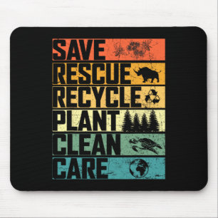 Save Bees Rescue Animals Plant Trees Clean Seas Ca Mouse Mat