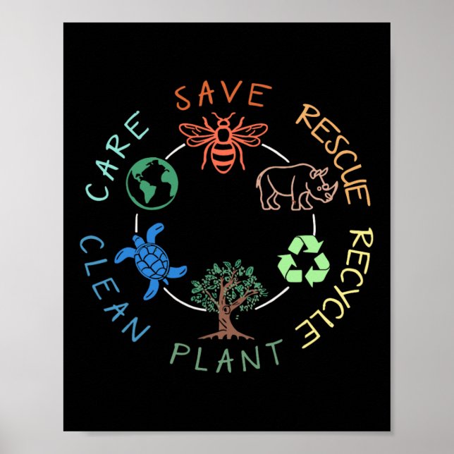 Save Bees Rescue Animals Recycle Plastic Animal Lo Poster (Front)
