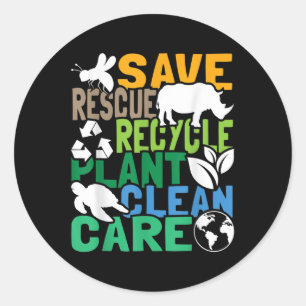 Save Bees Rescue Animals Recycle Plastic - Earth D Classic Round Sticker